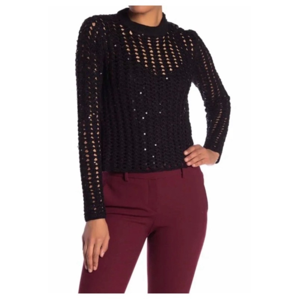 NWT ALLSAINTS ‘Alyse’ Black Embellished Sequin Sweater
